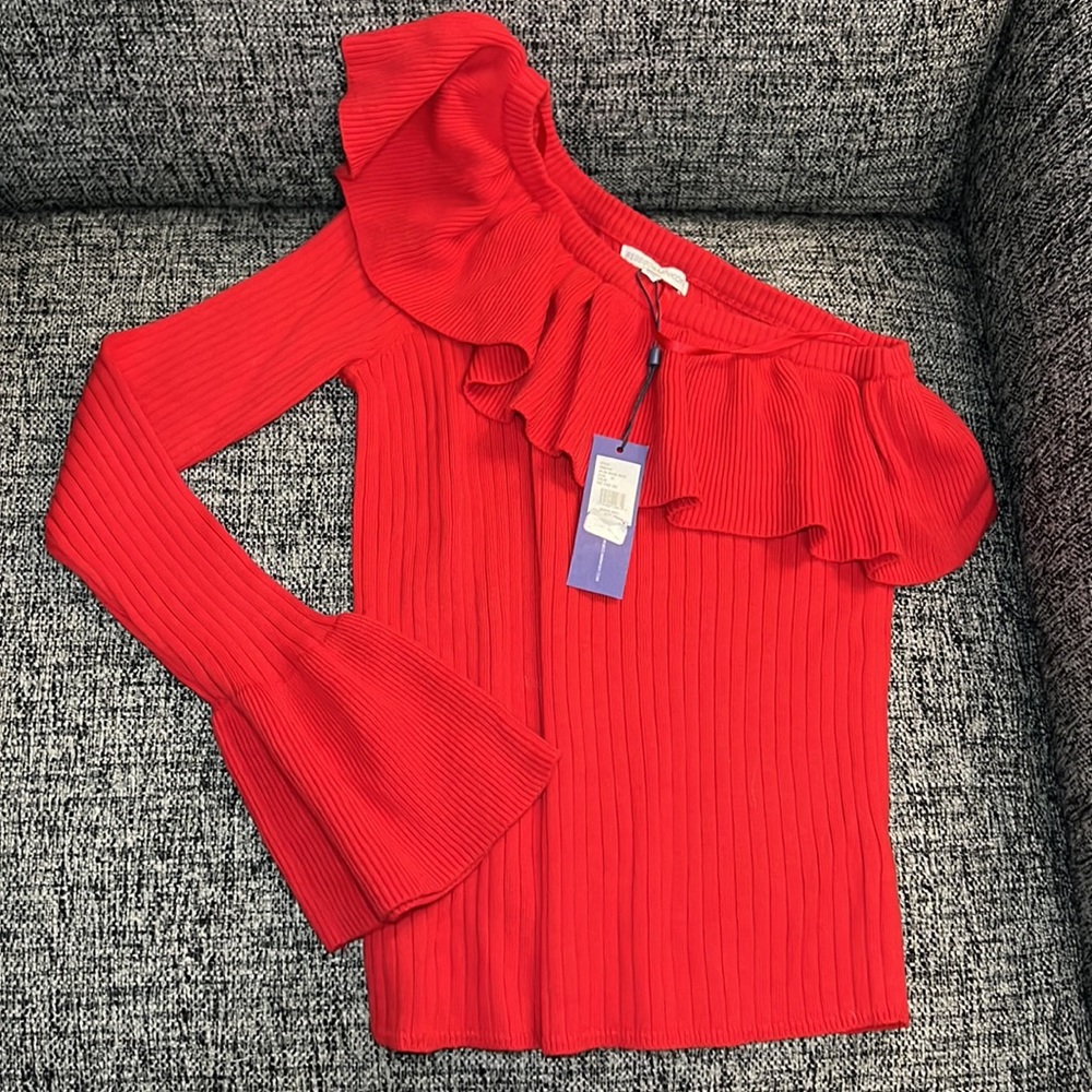 Minkoff Ava Ruffled One-Shoulder Sweater - Picture 4 of 4